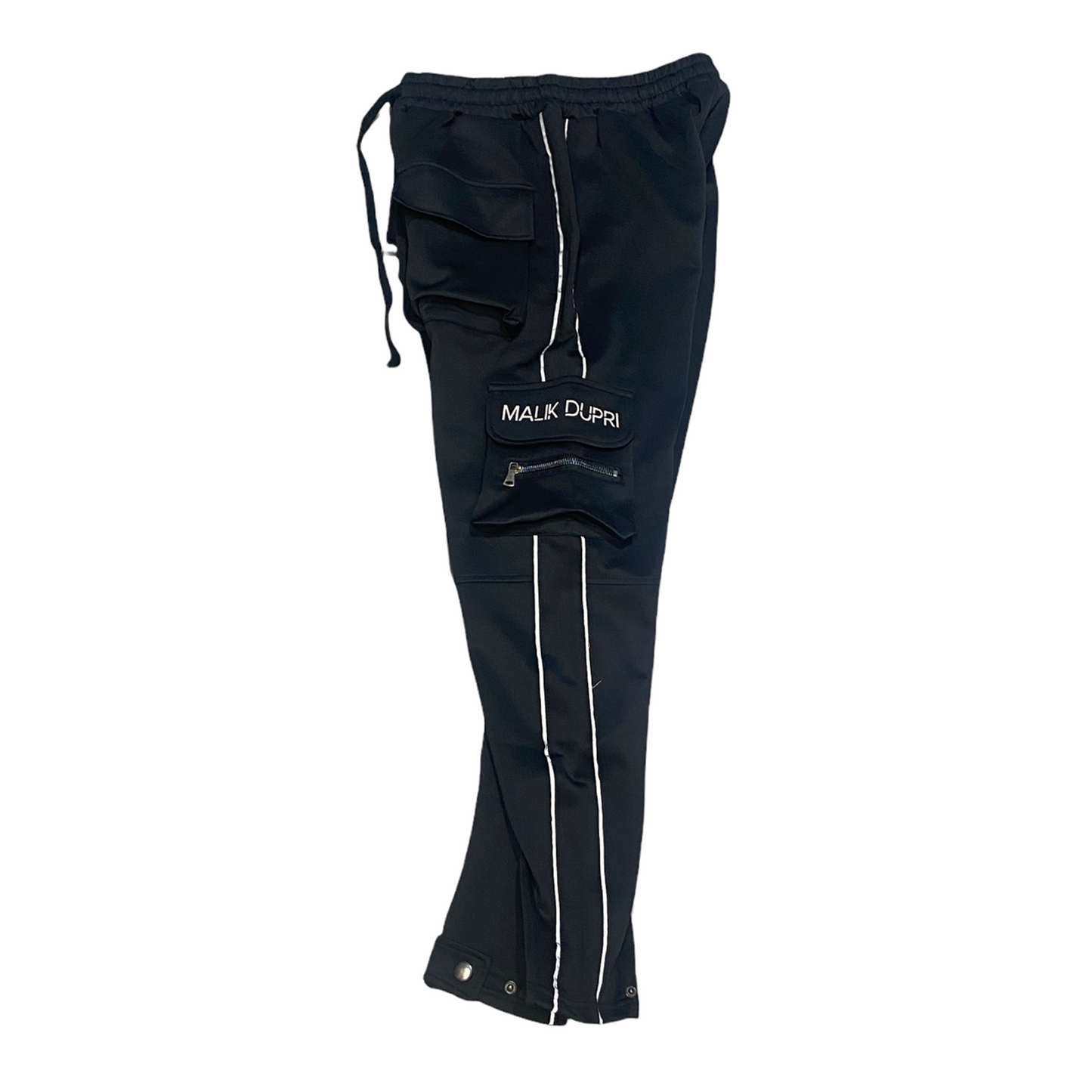 Black Luxury Cargo Track Pants (Reflective)