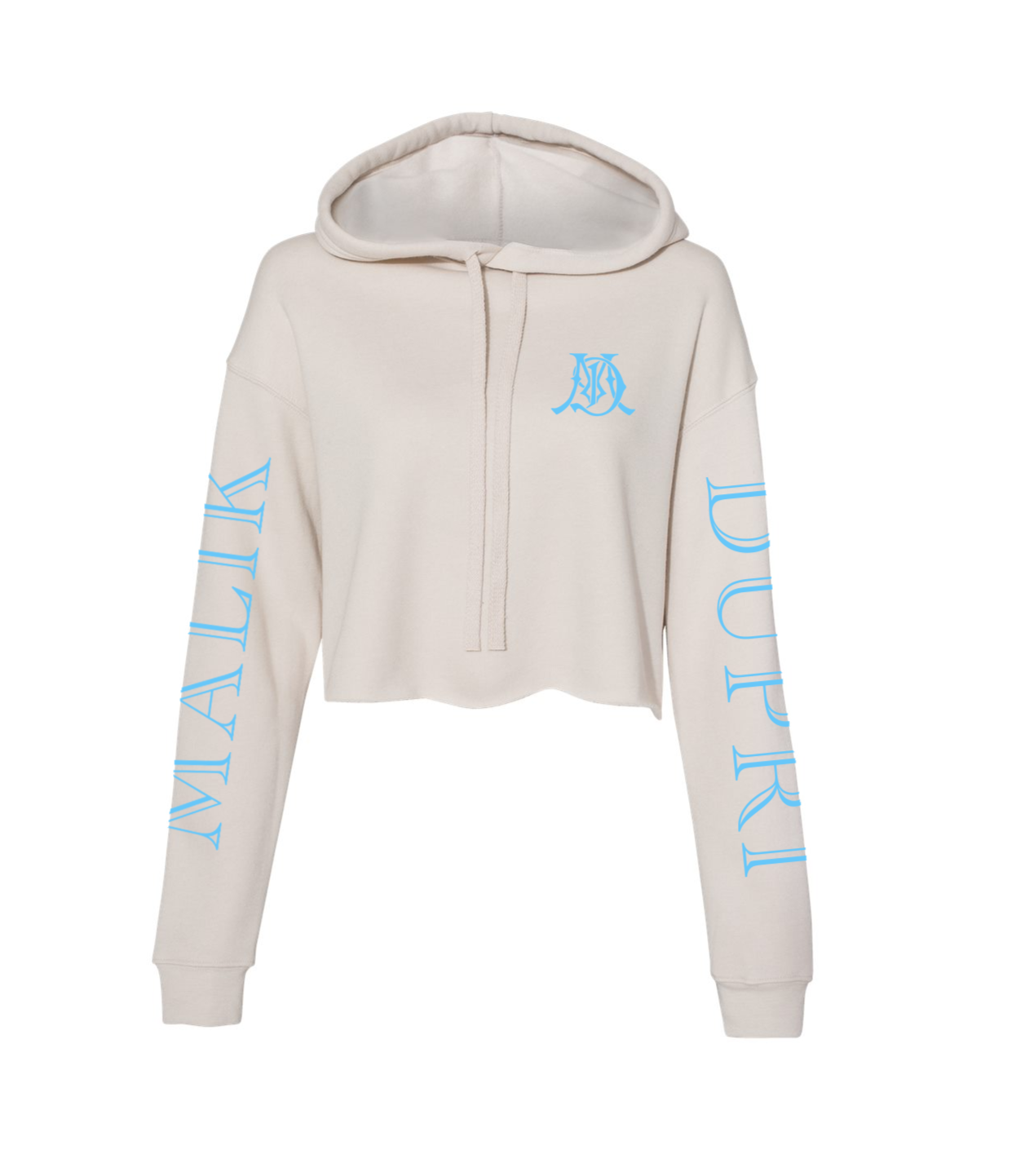 Cream Womens Cropped Monogram Hoodie