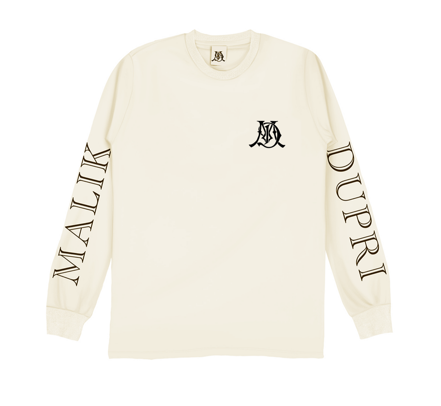 Cream Long Sleeve Monogram Tee