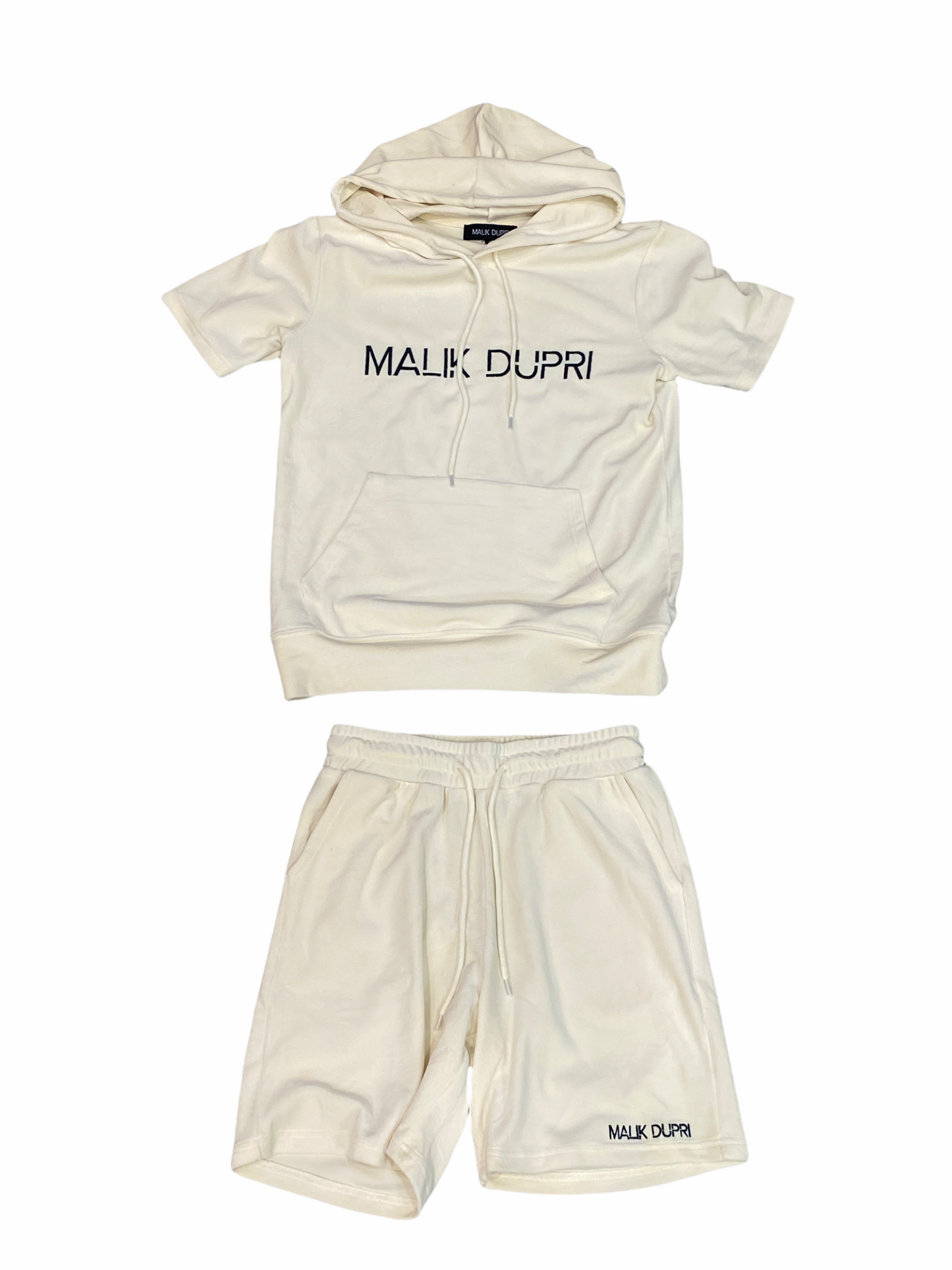 Cream Short Sleeve Hoodie Set