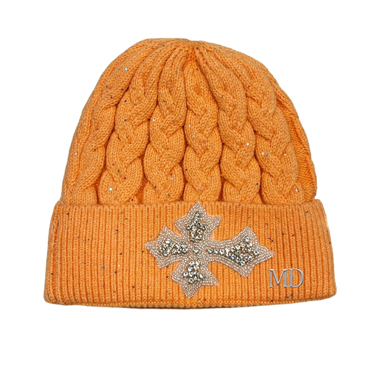 Orange Cross Beanie