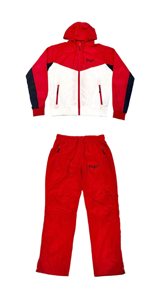 Red Luxury Windbreaker Set