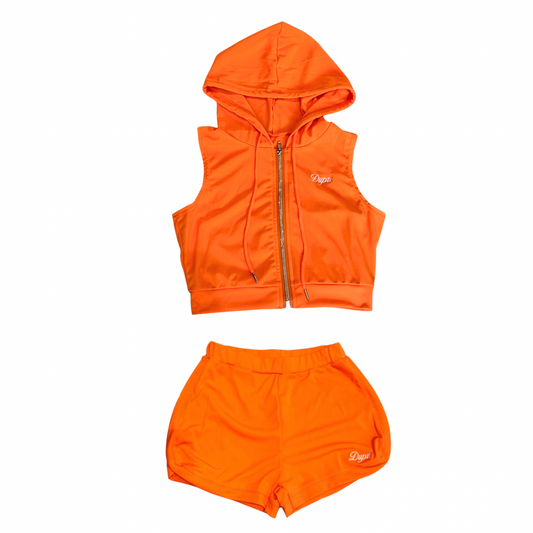Orange Womens Hoodie Set