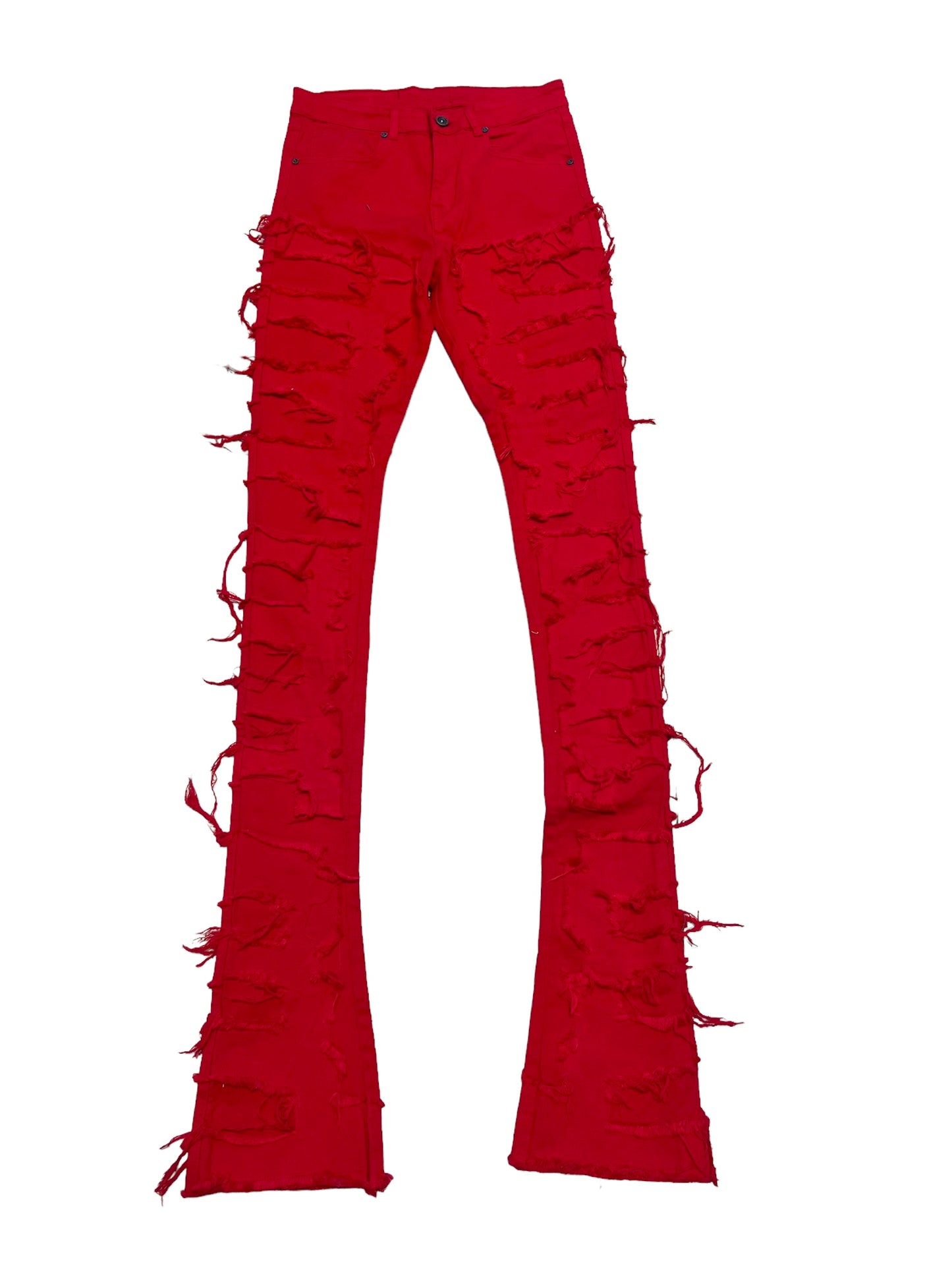 Red Stacked Denim Jeans