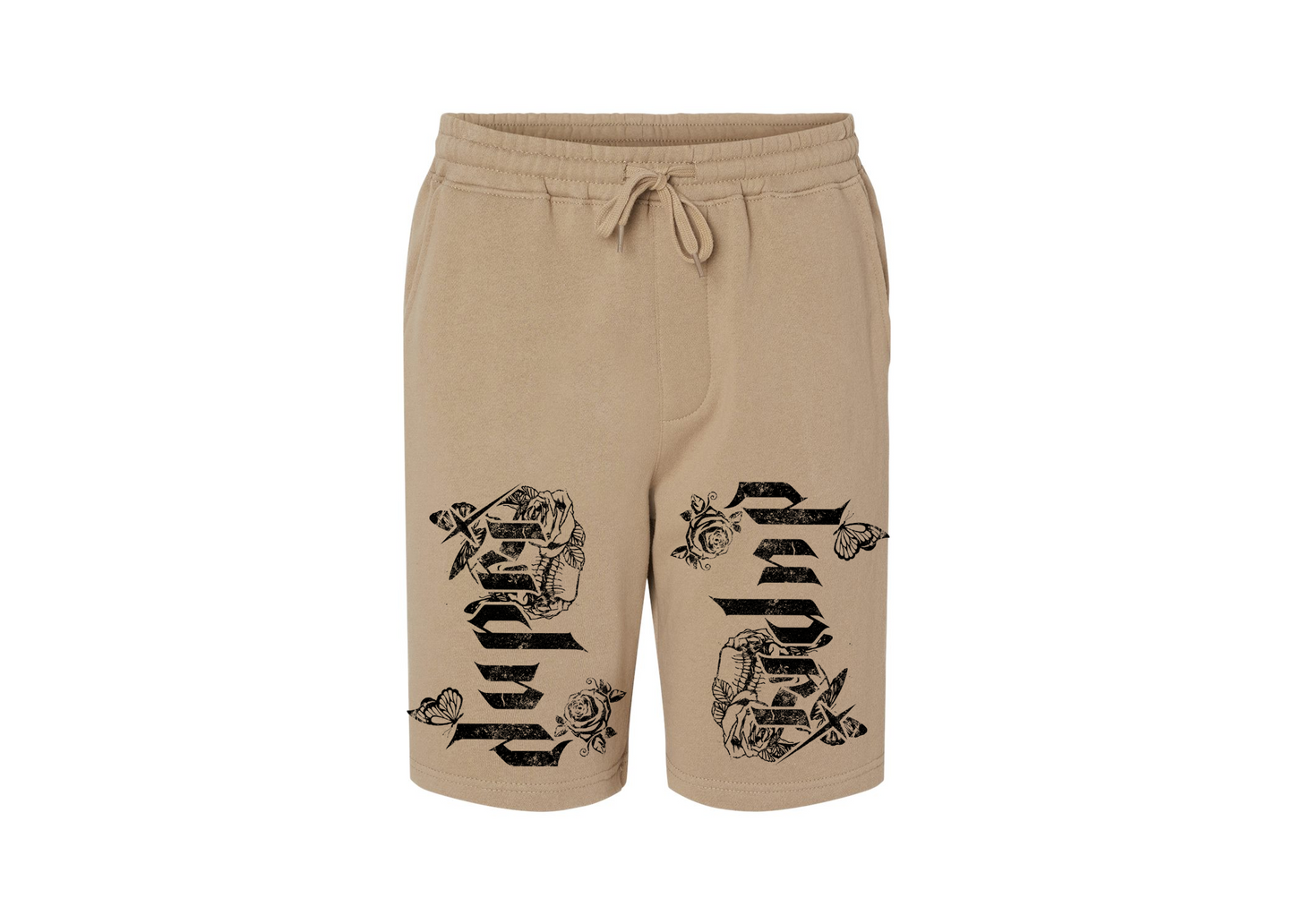 Tan Skull & Roses Shorts