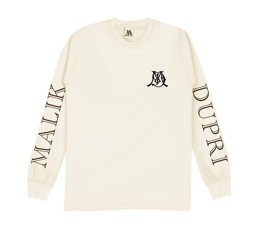 Cream Long Sleeve Monogram Tee