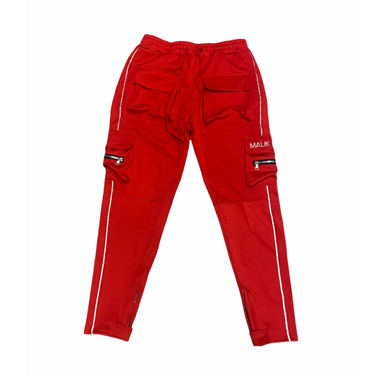 Red Luxury Cargo Track Pants (Reflective)